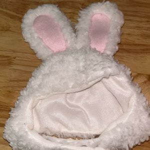 white pink ears snow bunny baby hoodie heart costume hat headband cute outfit
